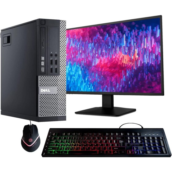 Dell Optiplex 9020 Desktop Computer PC, Intel Quad-Core i5, 500GB HDD Storage, 8GB DDR3 RAM, WiFi, 20 in Monitor, RGB Productivity Bundle, Windows 11 Pro (Renewed)