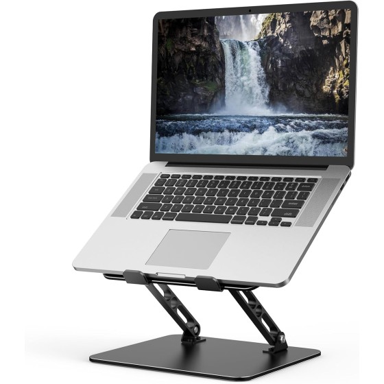 Adjustable Laptop Stand for Desk, Metal Foldable Laptop Riser Holder, Portable Desktop Book Stands, Ventilated Cooling Computer Notebook Stand Compatible with 10-15.6 inch Laptops