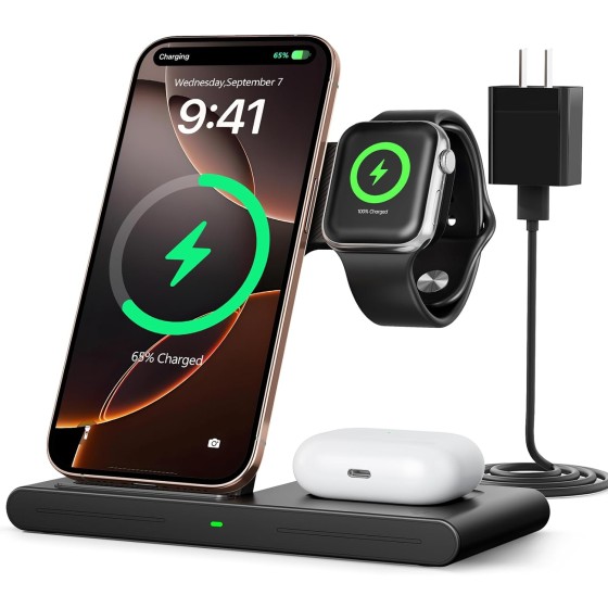 RYND 2026 Travel Portable Wireless Fast Charger for Apple & Android Charging Station,3 in 1 Charging for iPhone17 16 15 14 13 12,Apple Watch Series & Air pods 4 3 2 Pro,Samsung Galaxy