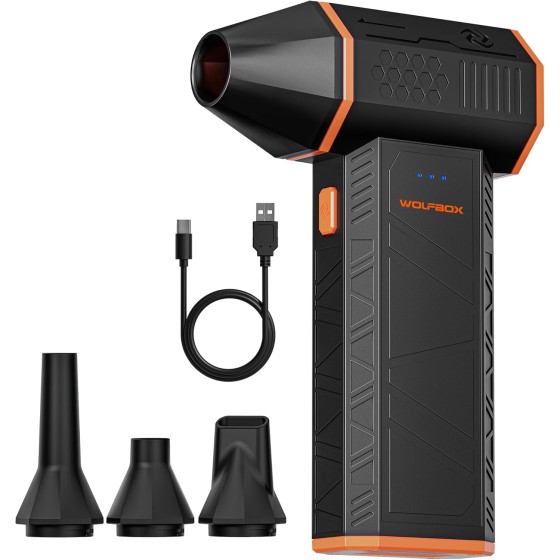 WOLFBOX MegaFlow 50 Compressed Air Duster-110000RPM Super Power Electric Air Duster, 3-Gear Adjustable Mini Blower with Fast Charging, Dust Blower for Computer, Keyboard, House, Outdoor and Car