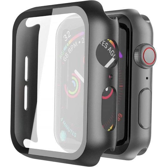 Misxi 2 Pack Hard PC Case with Tempered Glass Screen Protector Compatible with Apple Watch SE 3 SE 2 SE Series 6 5 4 40mm