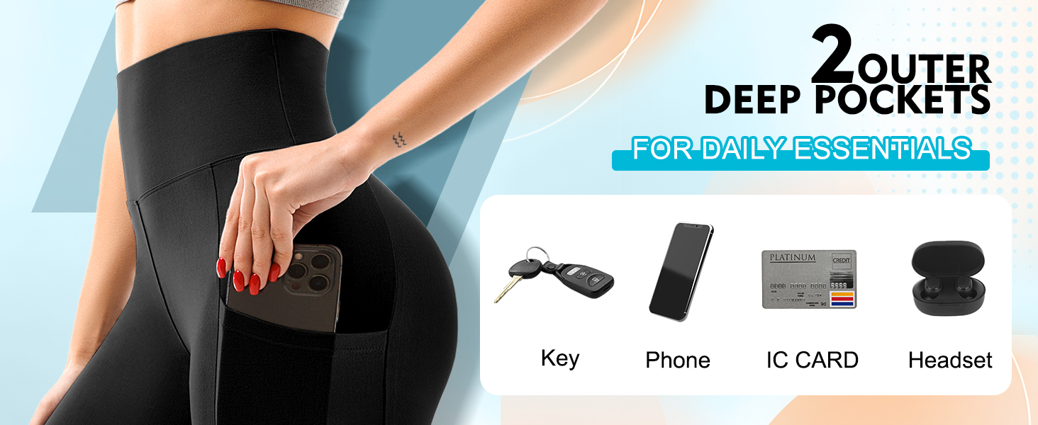 SINOPHANT High Waisted Leggings with Pockets Women, Full Length Capri Buttery Soft Stretchy Yoga Pants