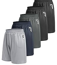 BOOJO 5 Pack Athletic Gym Mens Shorts - Workout Black Quick Dry Basketball Shorts