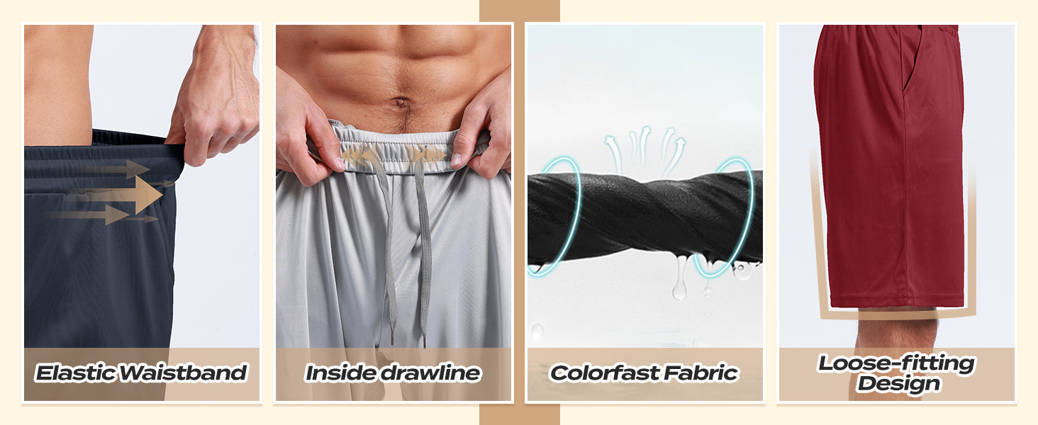 BOOJO 5 Pack Athletic Gym Mens Shorts - Workout Black Quick Dry Basketball Shorts