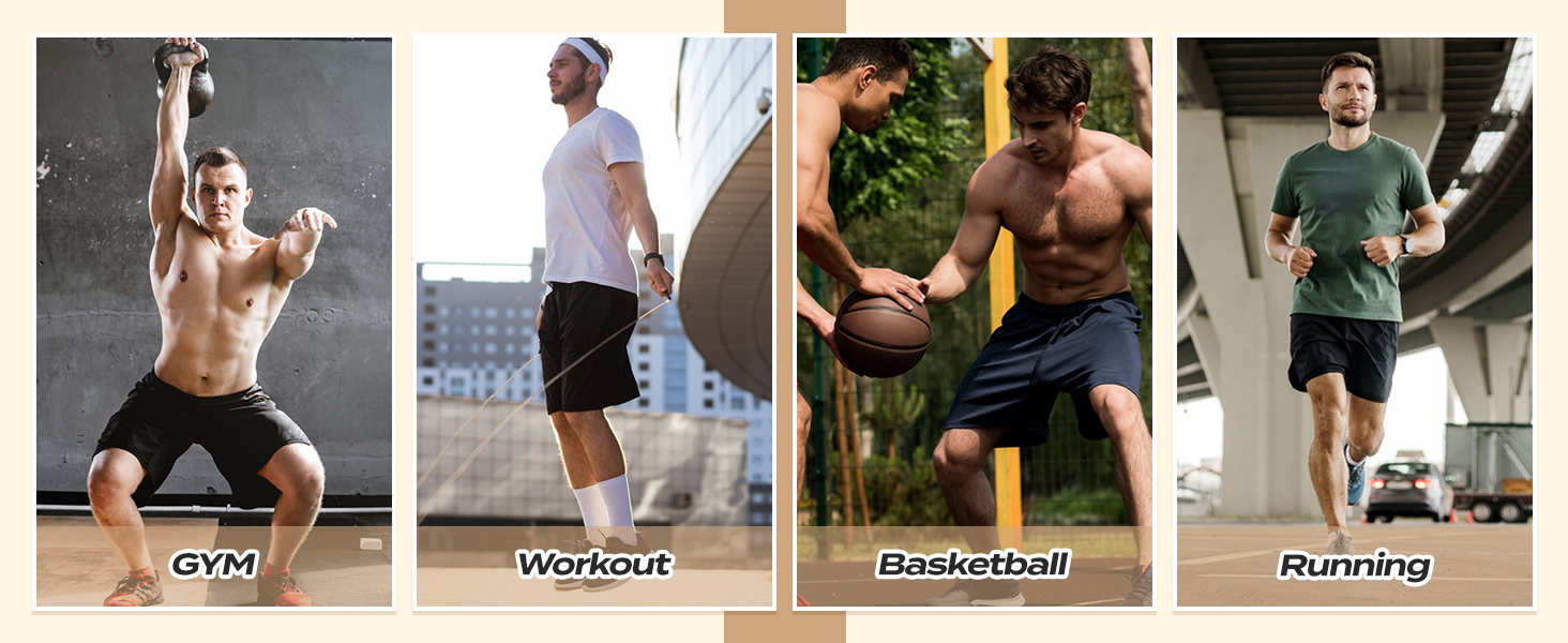 BOOJO 5 Pack Athletic Gym Mens Shorts - Workout Black Quick Dry Basketball Shorts