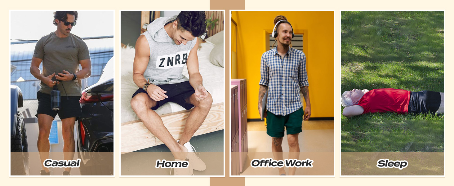 BOOJO 5 Pack Athletic Gym Mens Shorts - Workout Black Quick Dry Basketball Shorts