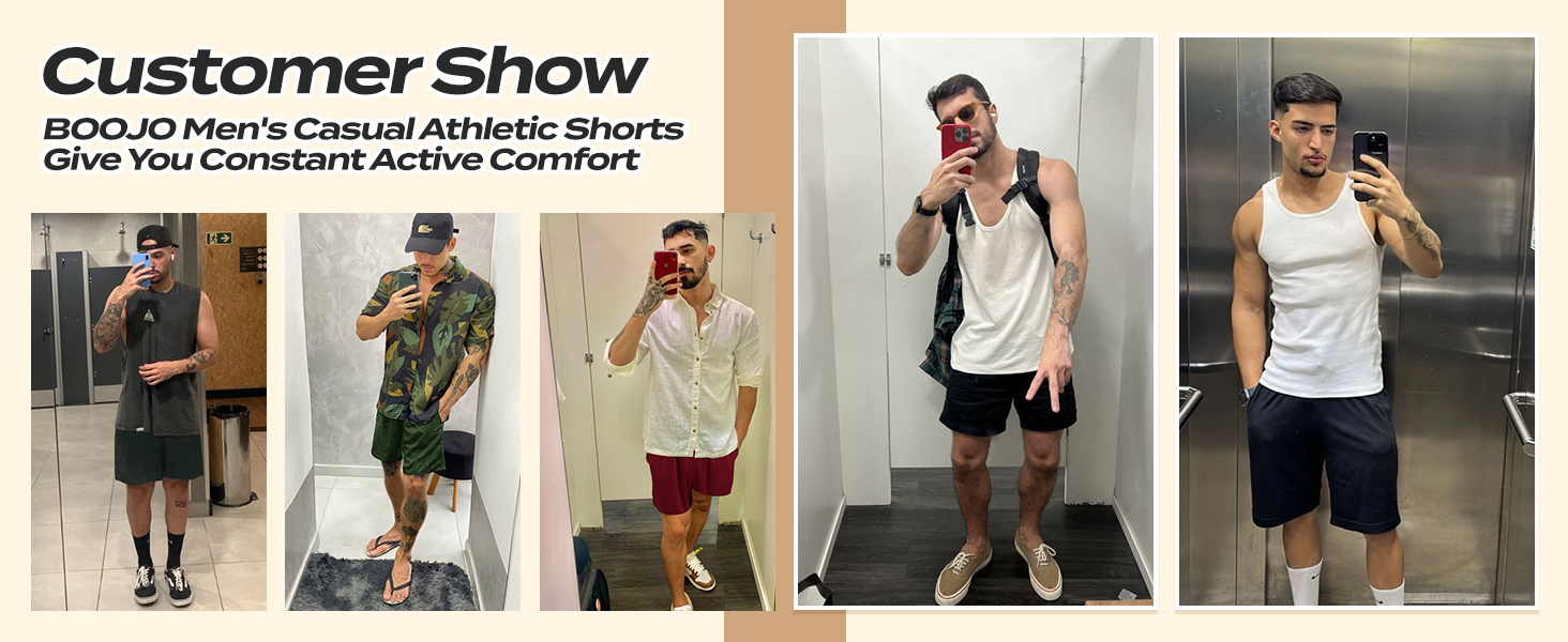 BOOJO 5 Pack Athletic Gym Mens Shorts - Workout Black Quick Dry Basketball Shorts