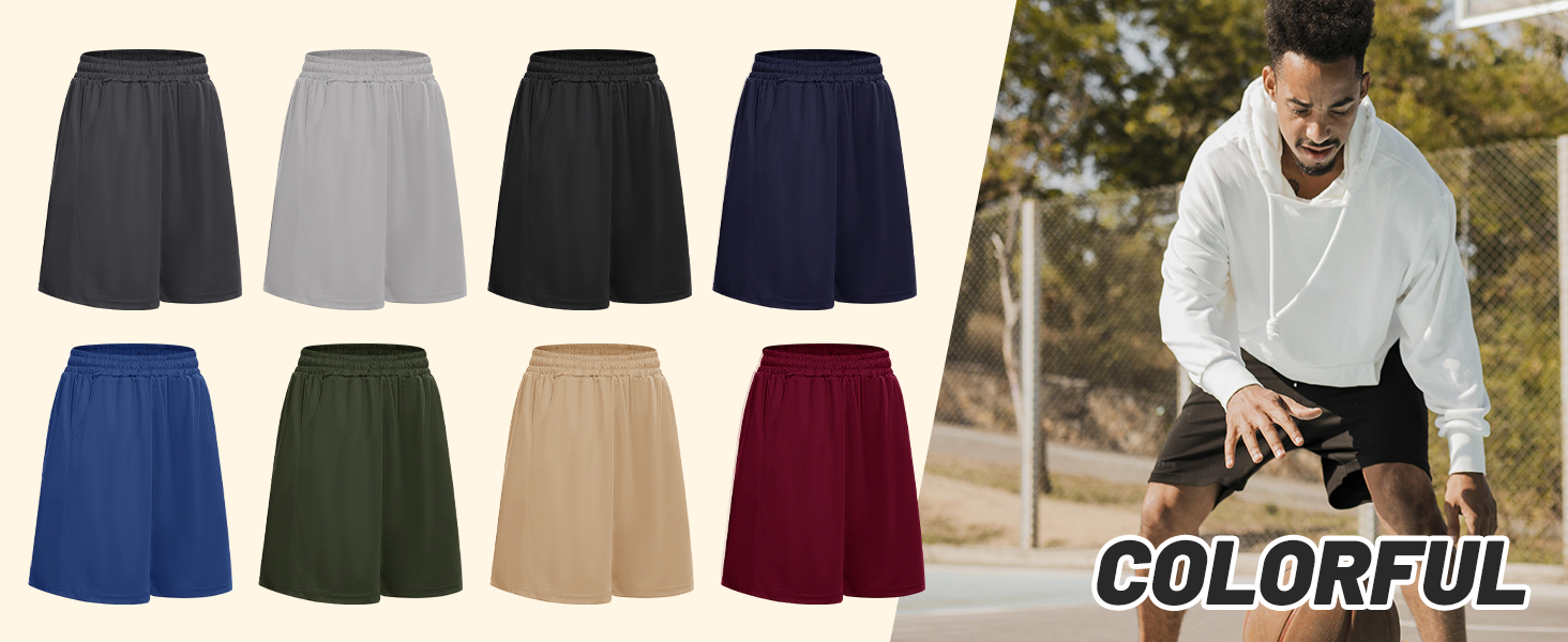 BOOJO 5 Pack Athletic Gym Mens Shorts - Workout Black Quick Dry Basketball Shorts