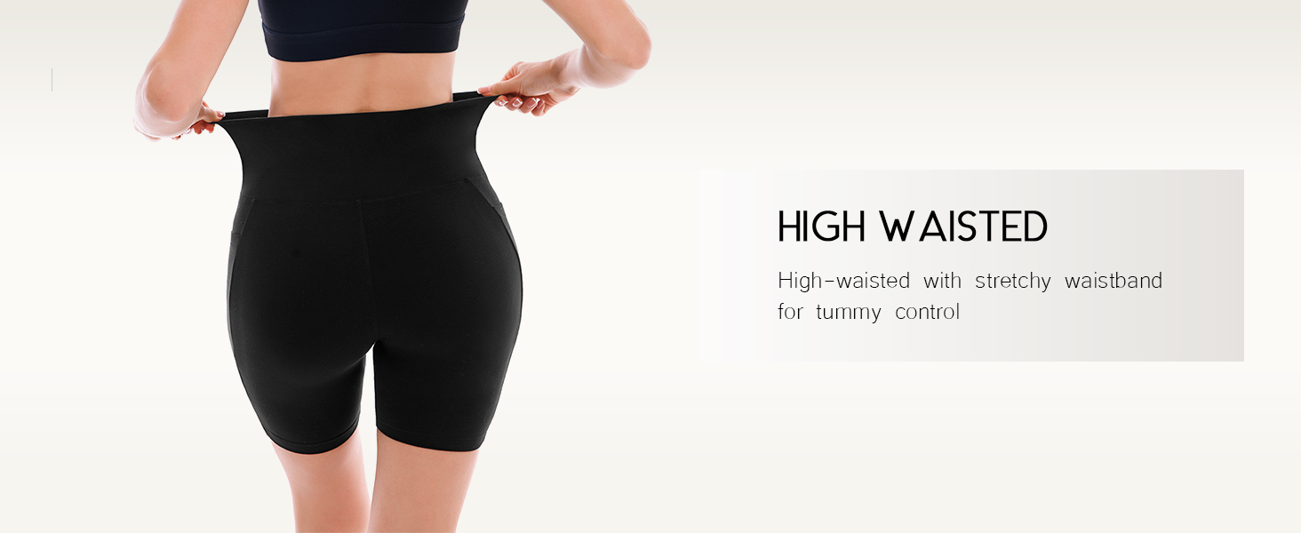 Leafigure 2 Pack Womens Biker Shorts with Pockets, High Waisted Yoga Shorts