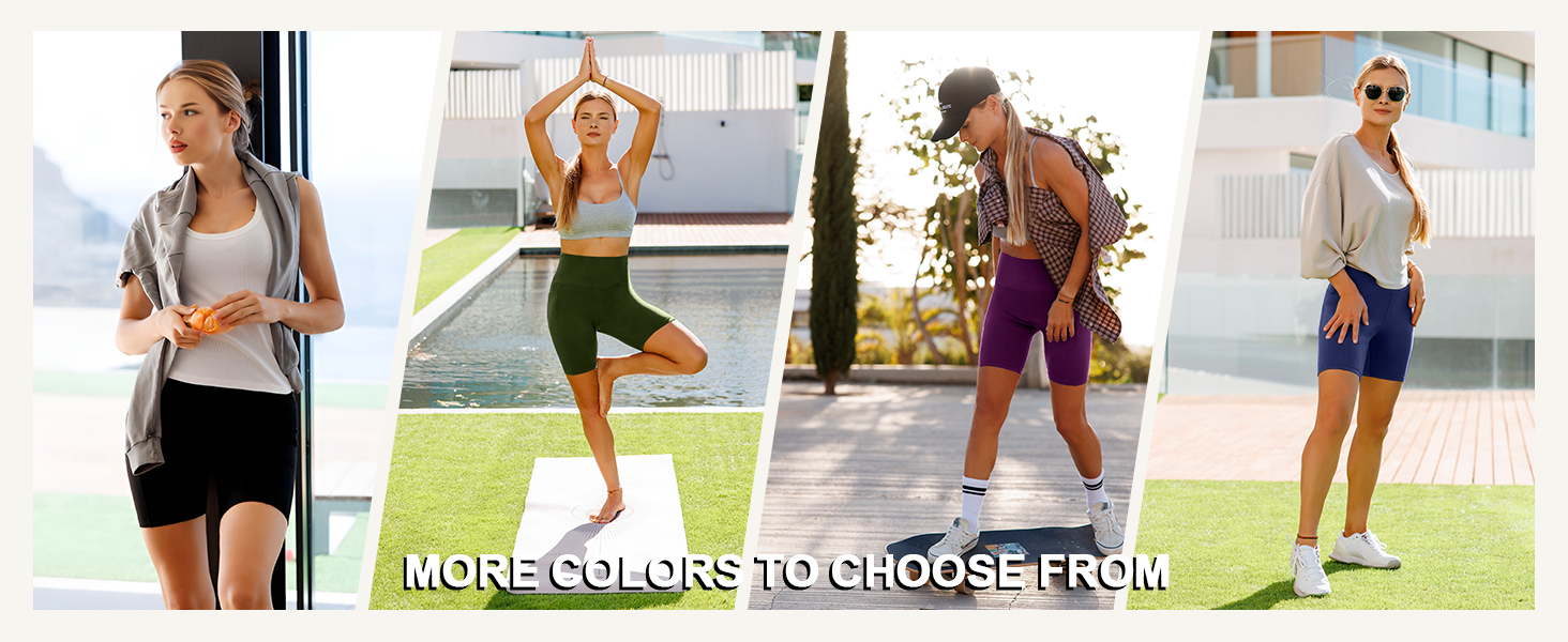 Leafigure 2 Pack Womens Biker Shorts with Pockets, High Waisted Yoga Shorts