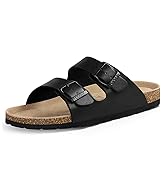 ODOLY Unisex Cork Footbed Slide Sandal, Arch Support Slip On