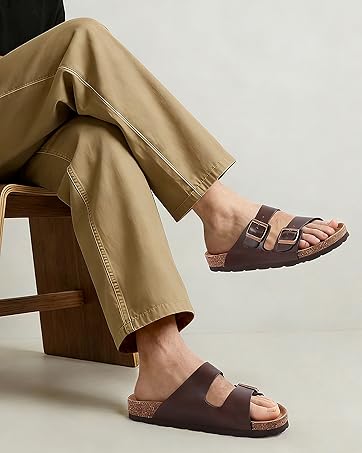 ODOLY Unisex Cork Footbed Slide Sandal, Arch Support Slip On