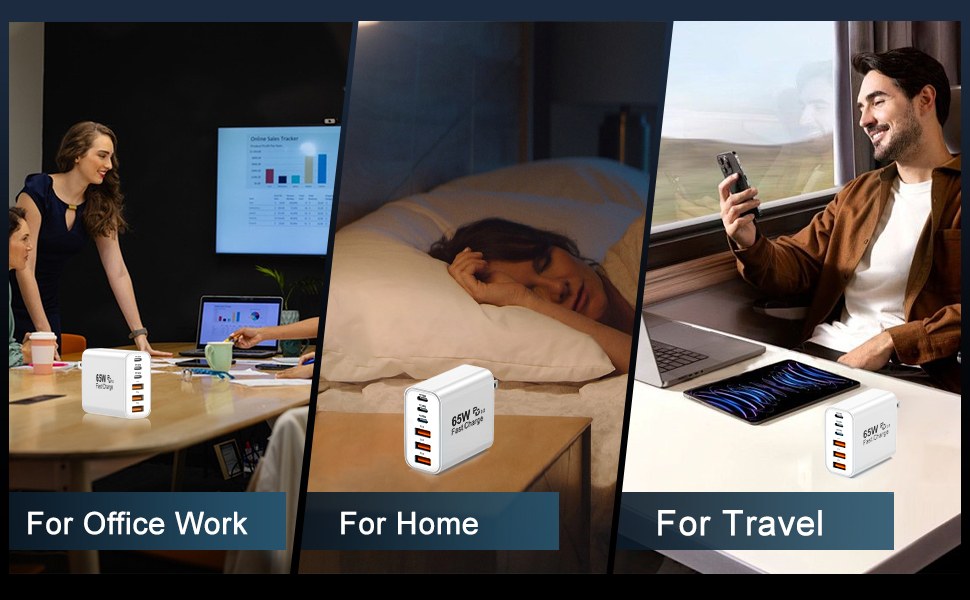 USB C Charger Block,65W 6-Port USBC Charging Block,Wall Charger iPhone Charger Fast Charging,Multiport Type C PD+QC Power Plug for All iPhone 17 16 15 iPad Samsung S23 S24 iWatch Pixel Series (White)