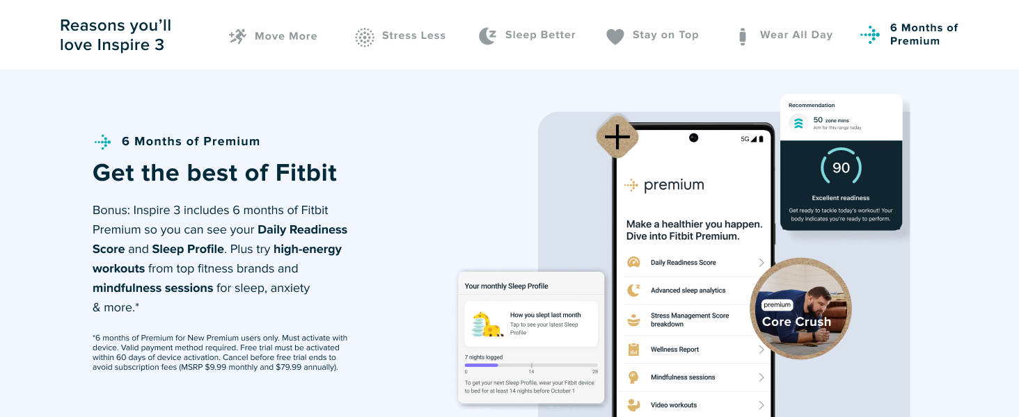 Fitbit Inspire 3 Health and Fitness Tracker with Stress Management, Workout Intensity, Sleep Tracking