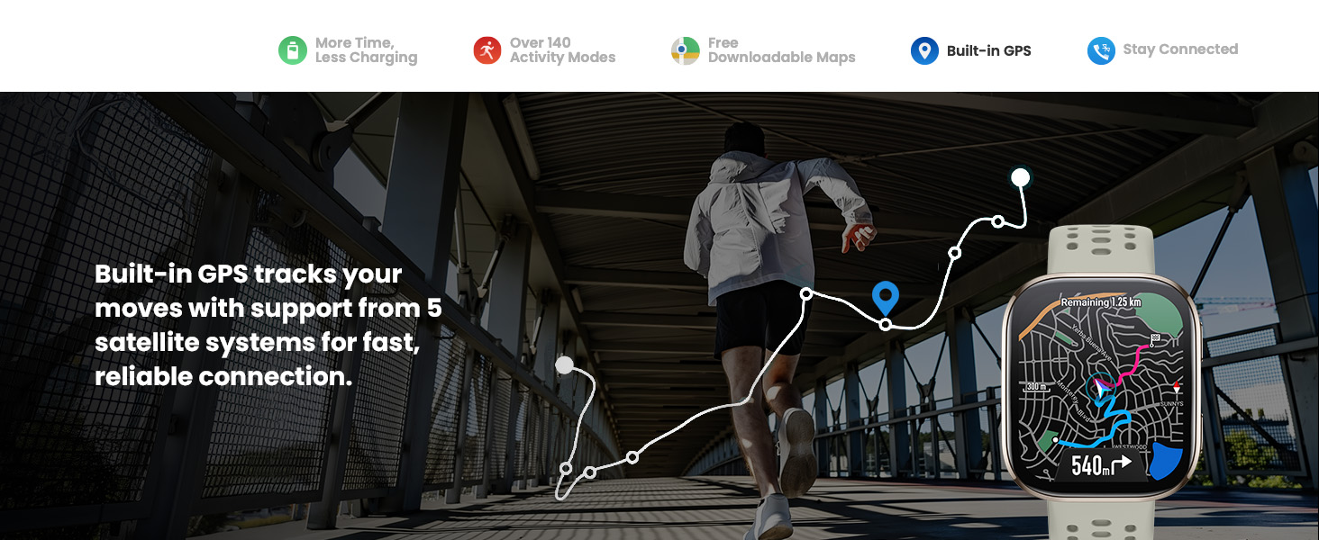 Amazfit Bip 6 Smart Watch 46mm, 14 Day Battery, 1.97 AMOLED Display, GPS and Free Maps, Bluetooth Call and Text, Health Fitness and Sleep Tracker, 140+ Workout Modes