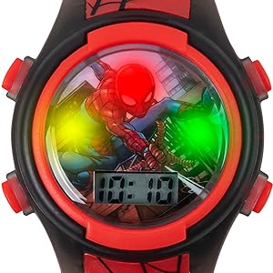 Marvel Spider-Man Kids Watches - Digital Display, Interactive Features, Adjustable Strap, Vibrant Spider-Man Graphics, Durable for Active Kids