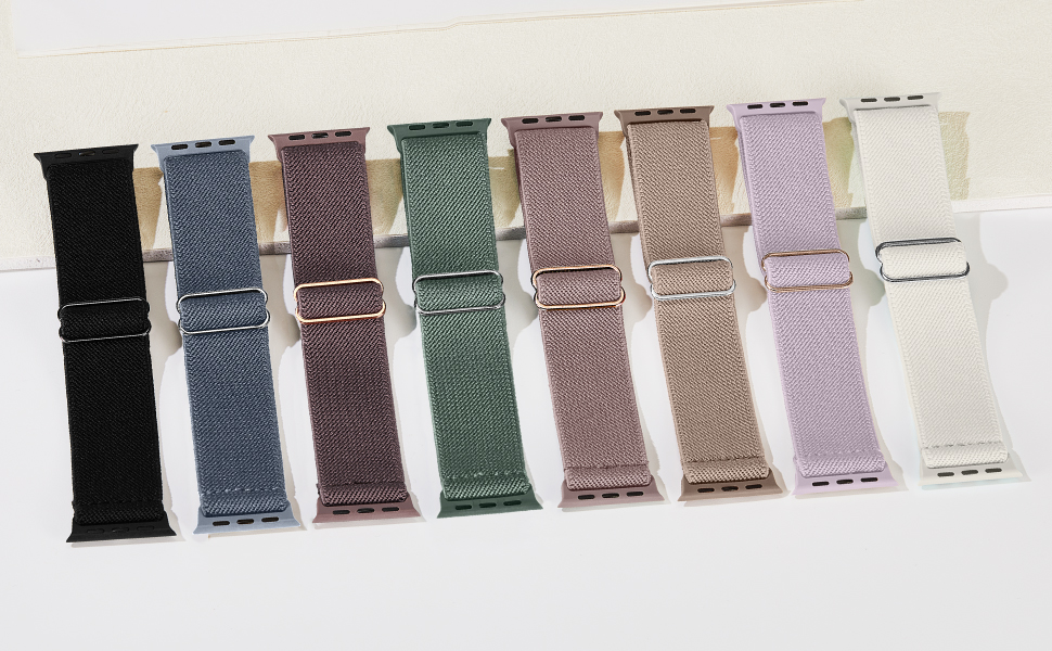 10 Pack Stretchy Bands Compatible with Apple Watch Band 40mm 38mm 41mm 42mm 44mm 45mm 46mm 49mm, Water-Resistant Solo Loop Elastic Sport Straps