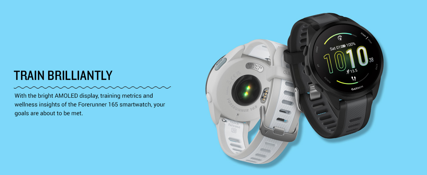 Garmin Forerunner 165 Running Smartwatch, Colorful AMOLED Display, Training Metrics and Recovery Insights